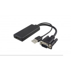 Conversor VGA con audio por USB a HDMI HDCP 1080P