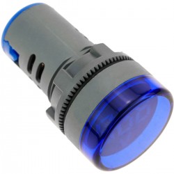Visor LCD de 3 dígitos azul y con voltímetro 50-500V redondo 22mm
