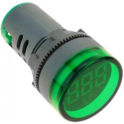 Visor LCD de 3 dígitos verde y con voltímetro 50-500V redondo 22mm