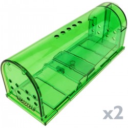 Trampa para ratas ratones roedores jaula de plástico pack de 2 unidades 60 x 170 x 64 mm