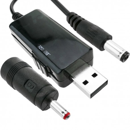Conversor de alimentación USB de 5VDC a 9VDC o 12VDC con cable 1m