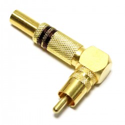 Conector RCA macho dorado alta calidad con marcas negras con ángulo