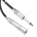Cable audio micrófono instrumento mono jack 6.3mm macho a hembra de 1m