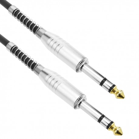 Cable audio micrófono instrumento estéreo TRS jack 6.3mm macho a macho de 1m