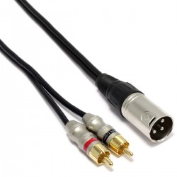 Cable de audio estéreo XLR 3-pin macho a RCA macho de 2m