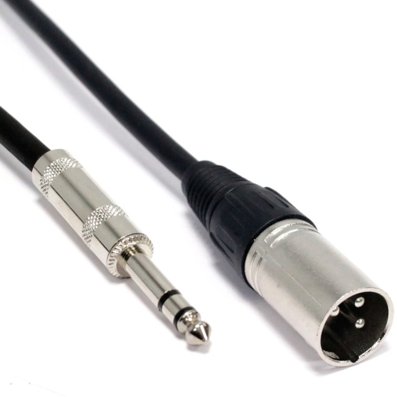 Cable de audio estéreo XLR 3-pin macho a TRS jack 6.3mm macho de 3m - Hiper  Electrón
