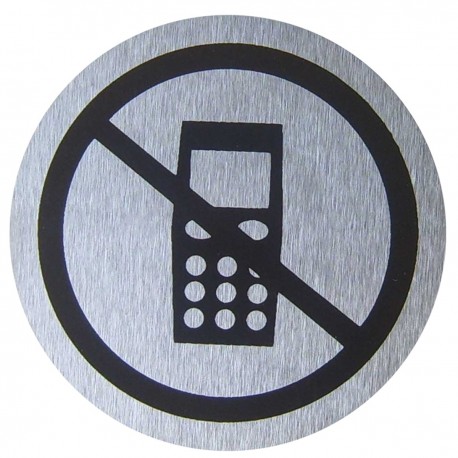 Señal prohibido teléfono móvil de acero inoxidable de 65mm