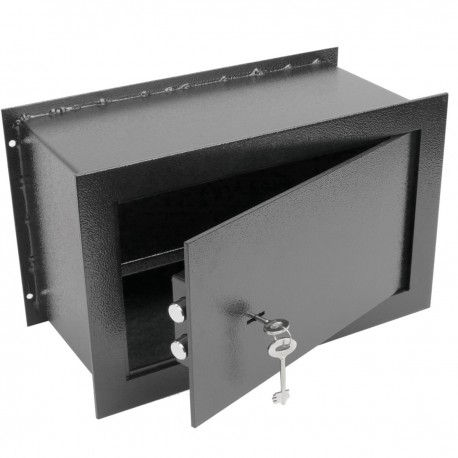 Caja fuerte de seguridad empotrada de acero con llaves 36x15x23cm negra