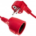 Prolongador de cable eléctrico schuko macho a hembra de 5 m rojo