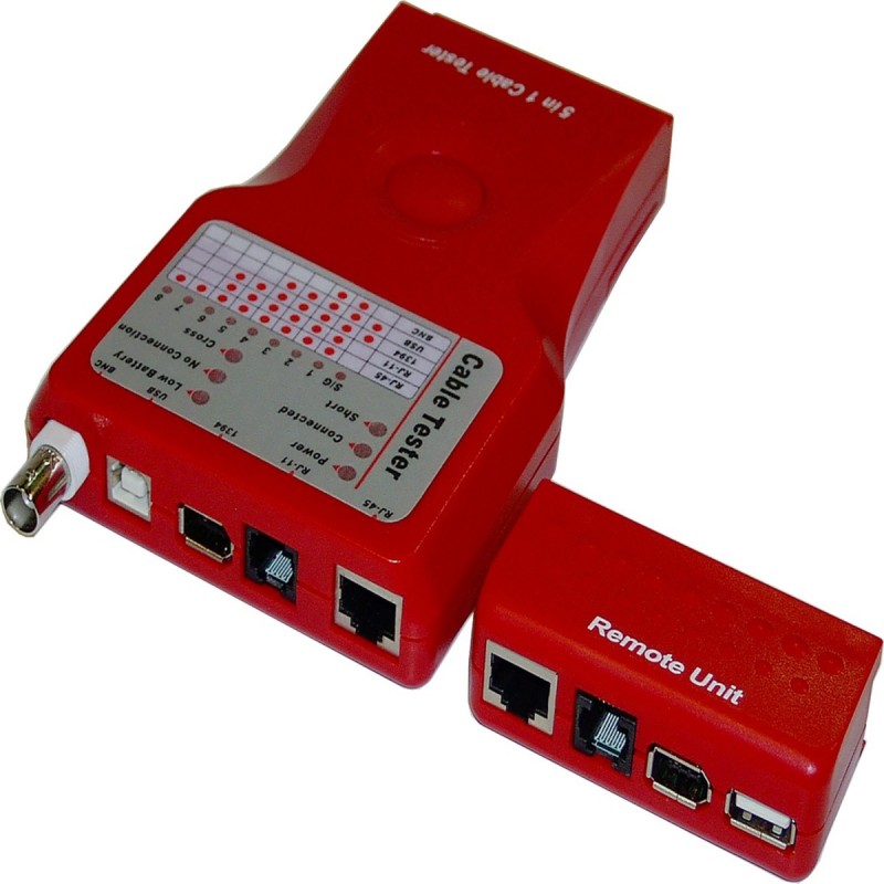 5-in-1 Cable Tester (RJ45 + + 1394 + USB + - Hiper Red