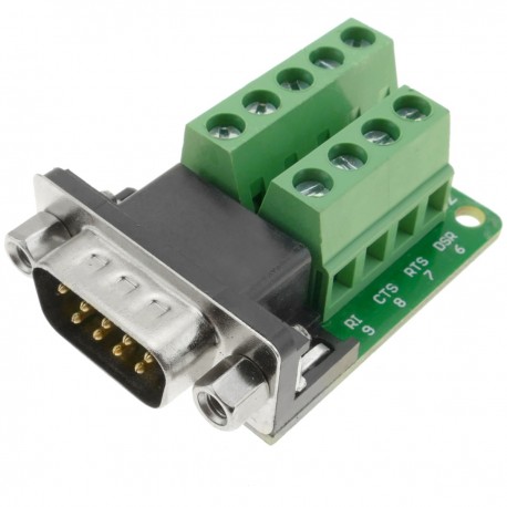 Adaptador de conexión serie DB9-macho a bloque de terminales de 9-pin