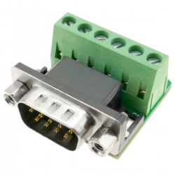 Adaptador de conexión serie DB9-macho a bloque de terminales de 6-pin