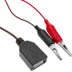 Cable de alimentación de 5V USB tipo A hembra a pinzas de cocodrilo de 2m