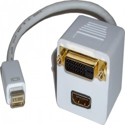 Cable duplicador pasivo de miniDVI macho a DVI-D y HDMI