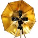 Rótula para sujección de paraguas y zapata flash triple cuadrada