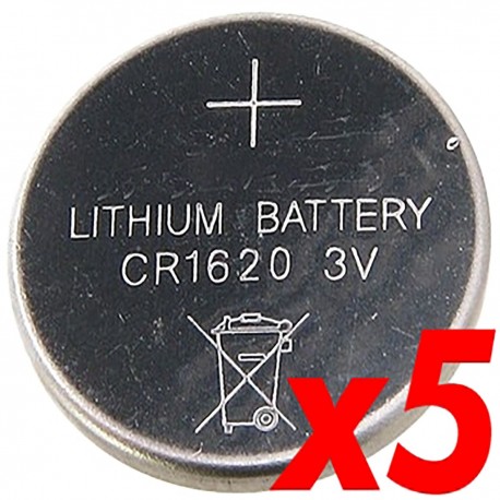 Pila litio botón 3V CR1620 5 unidades