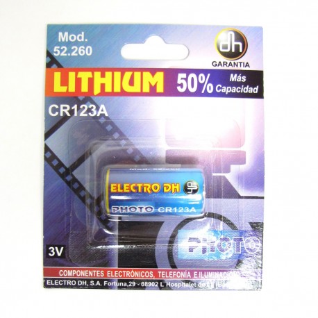 Pila de litio CR123A 3V