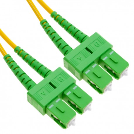 Cable de fibra óptica SC/APC a SC/APC monomodo duplex 9/125 de 1 m OS2