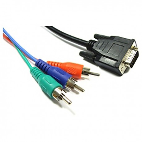 Cable Vídeo RGB 3xRCA-M a VGA (HD15-M) 3m