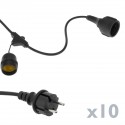 Guirnalda de 10 bombillas luces con casquillo E27 exterior IP44 cable eléctrico de 5m extensible