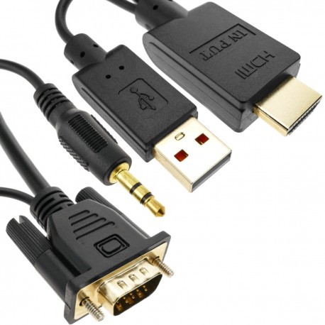 Cable conversor HDMI a VGA con audio y alimentación USB 3 m