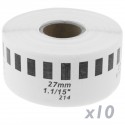 Rollo bobina de etiquetas continuas adhesivas compatibles con Brother DK-22214 DK-2214 12mm 10-pack
