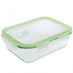 Recipiente para alimentos hermético de cristal con válvula activa de 1500 ml