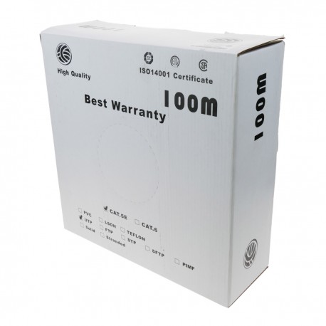 Bobina cable UTP categoría 5e 24AWG flexible gris 100m