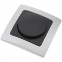 Regulador de luz empotrable con marco 80x80mm serie Lille de color plata y gris