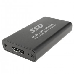 Caja externa negra USB 3.0 a mSATA SSD