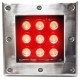 Foco LED de suelo 9W 160x160mm rojo