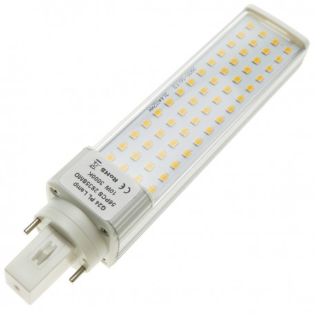 Lámpara de tubo LED PLC G24 85-265VAC 10W Bombilla de luz cálida
