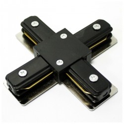 Unión empalme cuadruple para carril riel de luz de techo 1-via negro