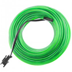 Cable electroluminiscente verde fuerte de 2.3mm en bobina 5m con pilas