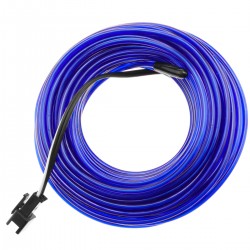 Cable electroluminiscente azul de 2.3mm en bobina 5m con pilas