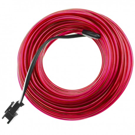 Cable electroluminiscente rosa de 2.3mm en bobina 10m conectada a 220VAC