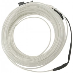 Cable electroluminiscente transparente-blanco de 3.2mm en bobina 5m de cable con pilas
