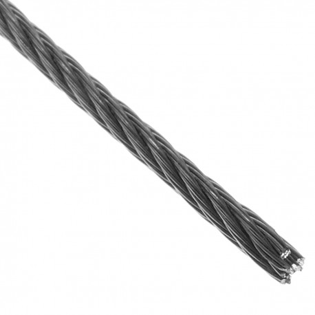 Cable de acero inoxidable de 1,5 mm. Bobina de 50 m. Recubierto de plástico transparente