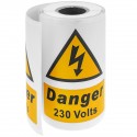 Rollo bobina de 100 etiquetas adhesivas para advertencia de riesgo eléctrico 100x75mm