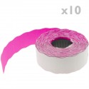 Rollo bobina de 800 etiquetas adhesivas rosas 22x12mm 10 unidades
