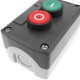 Caja de control con 2 pulsadores momentaneos verde 1NO rojo 1NC