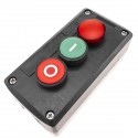 Caja de control con 2 pulsadores momentaneos verde 1NO rojo 1NC con luz piloto