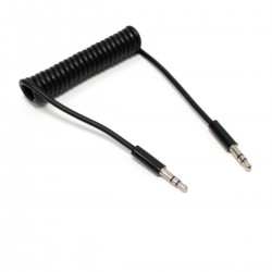 Cable audio estéreo minijack 3.5 macho macho 1m rizado flexible