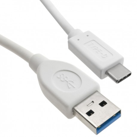Cable USB-C 3.1 macho a USB-A 3.1 macho de 2 m color blanco