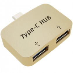 Concentrador hub OTG USB 2.0 USB tipo C a 2 puertos USB tipo A