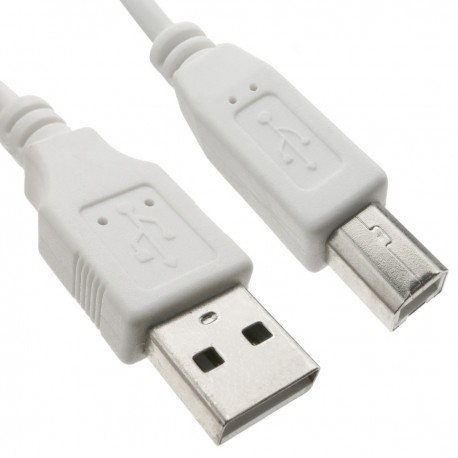 Cable USB 2.0 AB macho blanco 20cm