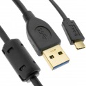 Cable USB-C 3.1 macho a USB-A 3.1 macho de 3 m con ferritas y conectores dorados