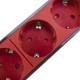 Regleta de enchufes rojos para armario rack 19" 1U con 8 schuko permanentes