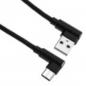 Cable USB A 2.0 acodado a USB C acodado 1 m trenzado