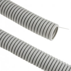 Tubo corrugado PVC con guía M-40 25 m Gris